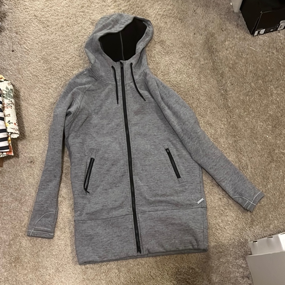 Athleta stronger longer womens size Xsmall grey zipper hoodie